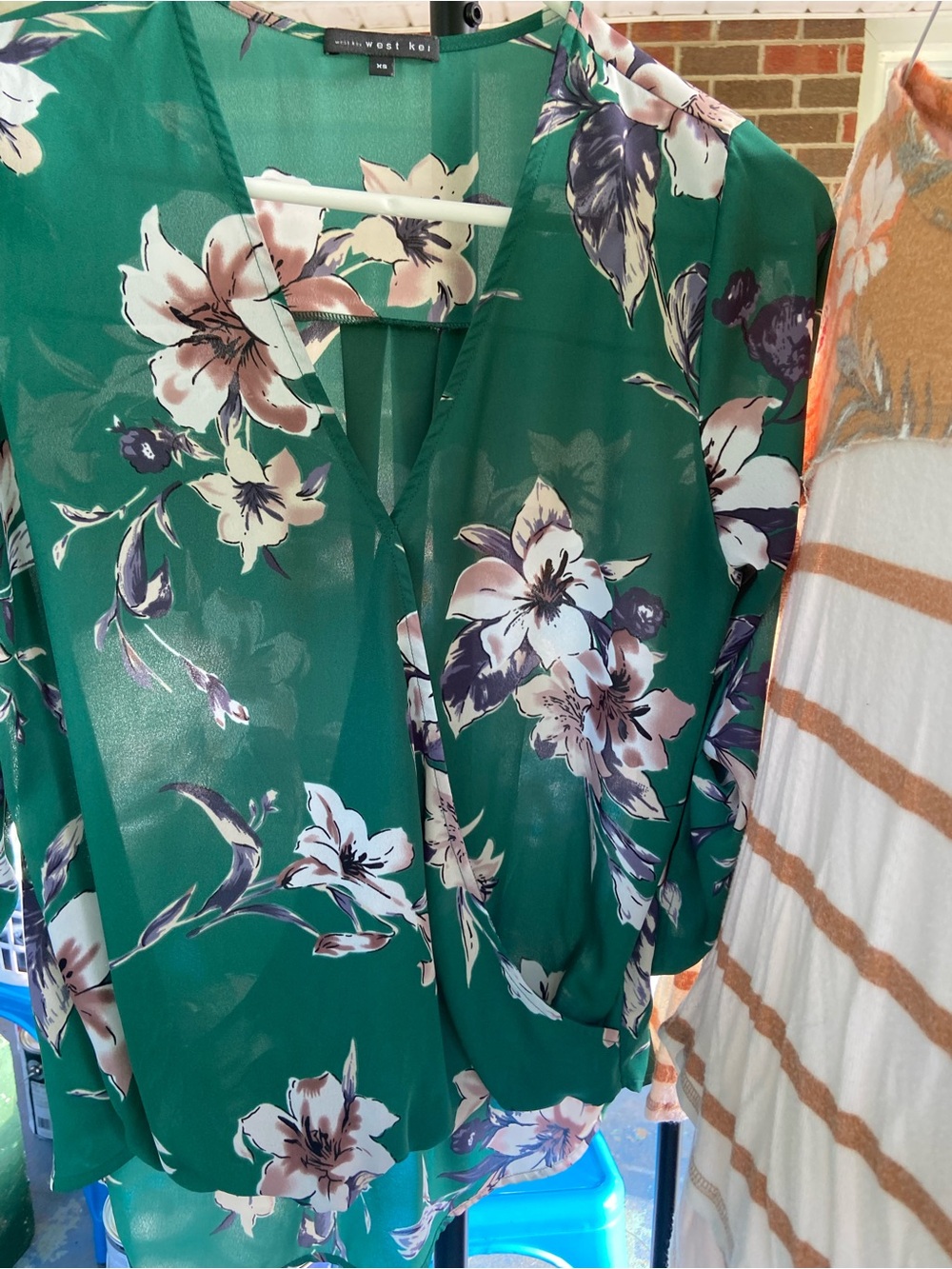 West Kei Green Floral Blouse